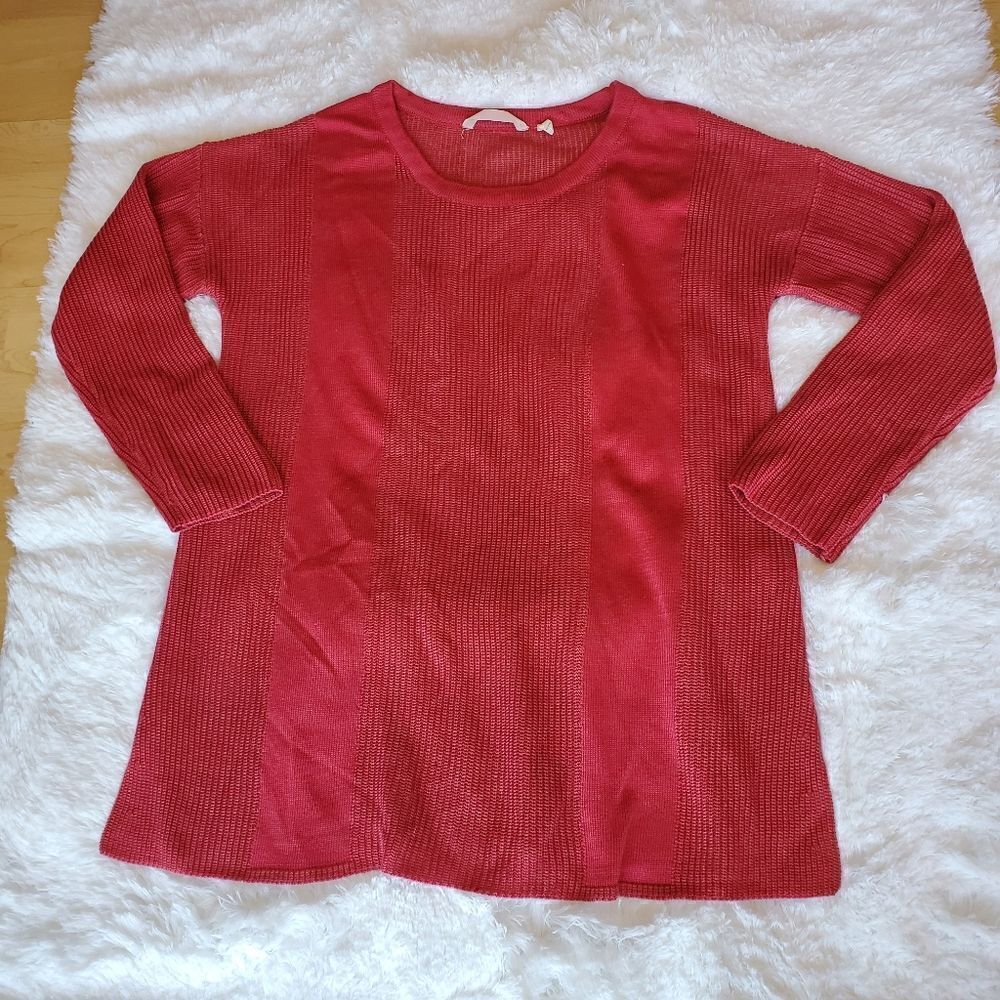 Soft Surroundings Knit Sweater Womens Size PM Petite Large Red Lightweight Tunic